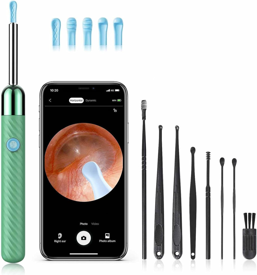 Ear Wax Removal - Earwax Remover Tool with 8 Pcs Ear Set - Ear Canal Cleaner with 1080P Camera - FSA HSA Eligible - Ear Cleaning Kit with 6 Ear Spoon - Ear Camera for Ios & Android (Black)